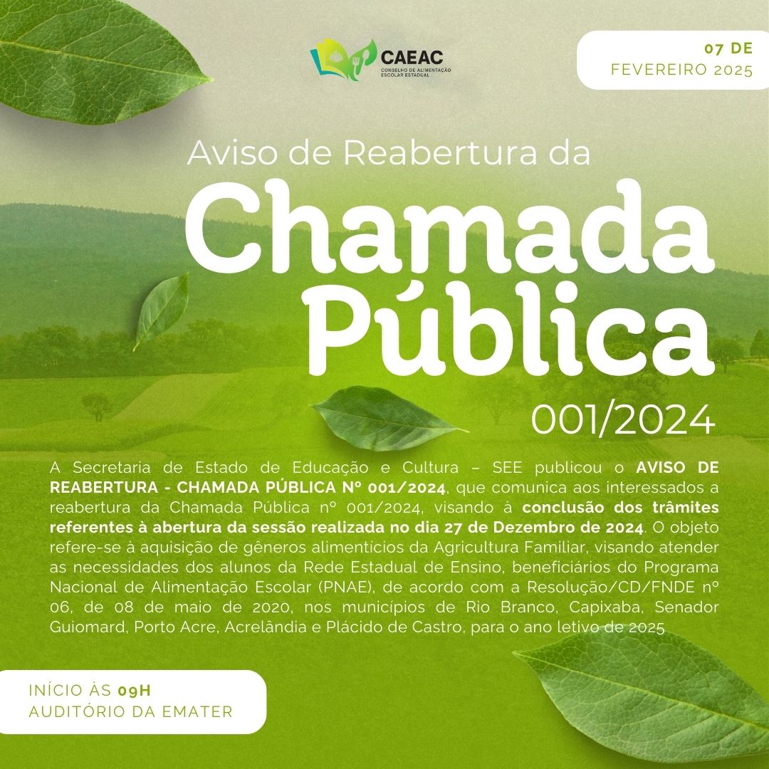 AVISO DE REABERTURA CHAMADA PÚBLICA 001-2024